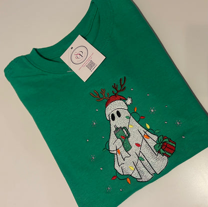 Embroidered Christmas Ghost Tee