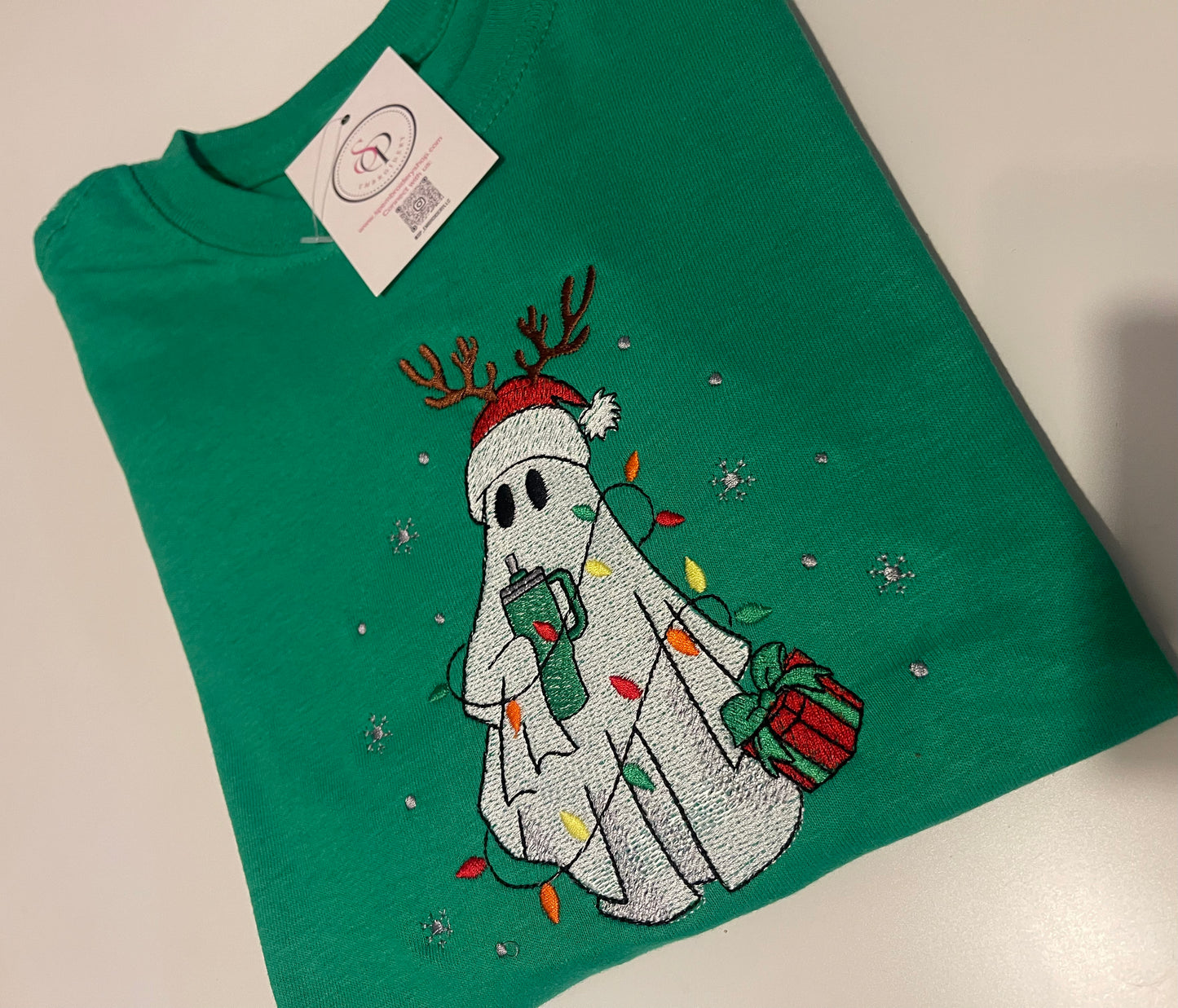 Embroidered Christmas Ghost Tee