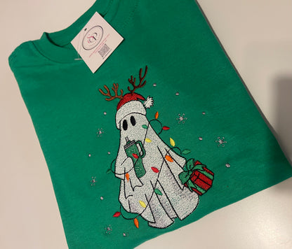 Embroidered Christmas Ghost Tee